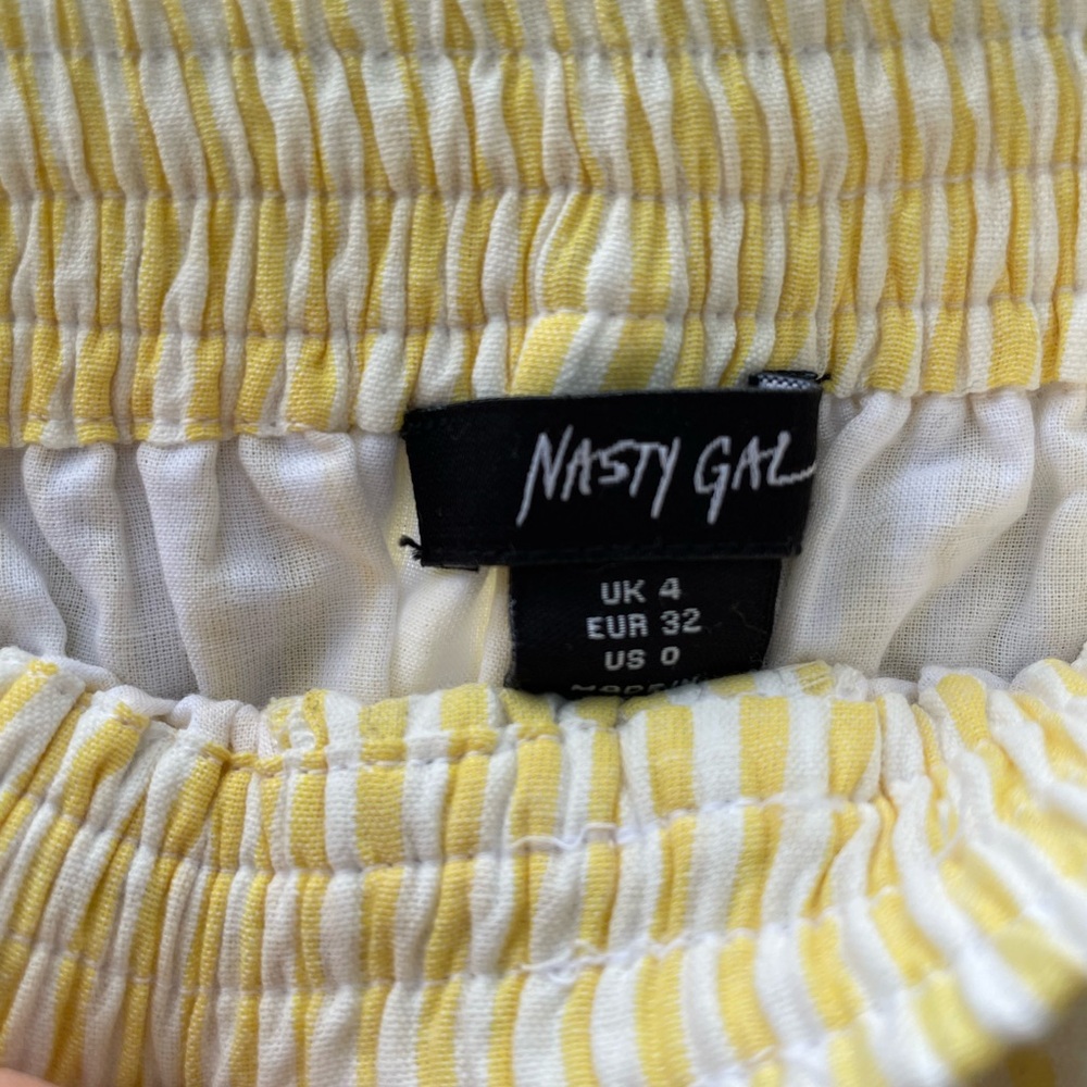 Nasty Gal Yellow and White Striped Boxer Shorts - Picture 2 of 3